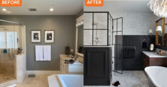 Bathroom Shower and Vanity Before & After by Corine Maggio