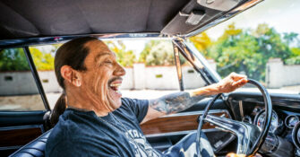Danny Trejo in a Car